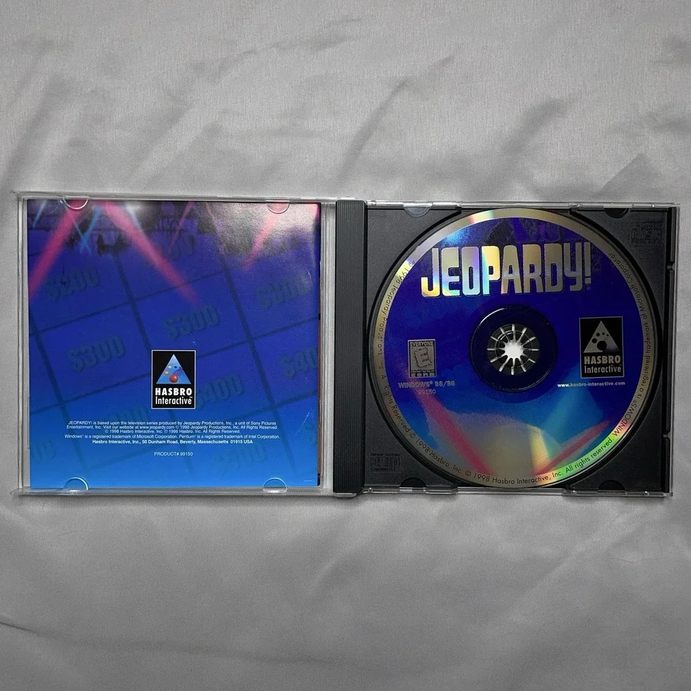 Jeopardy PC CD-ROM 1998 Windows 95 Game Hasbro Trivia Family Retro 90s Complete